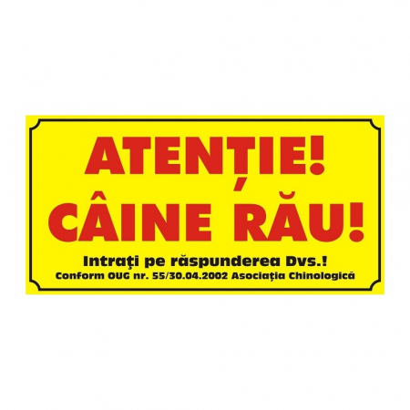 Animale de companie - Placuta caine rau 10/20 galbena