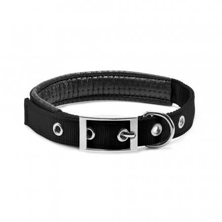 Animale de companie - Zgarda chinga captusita neagra 20/45 cm/SI23