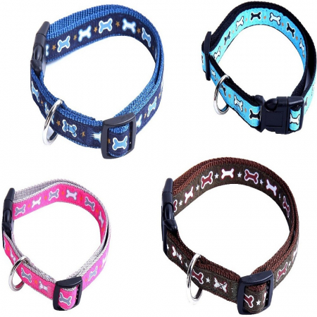 Animale de companie - Zgarda textila cu oscioare 10 mm/30 cm color