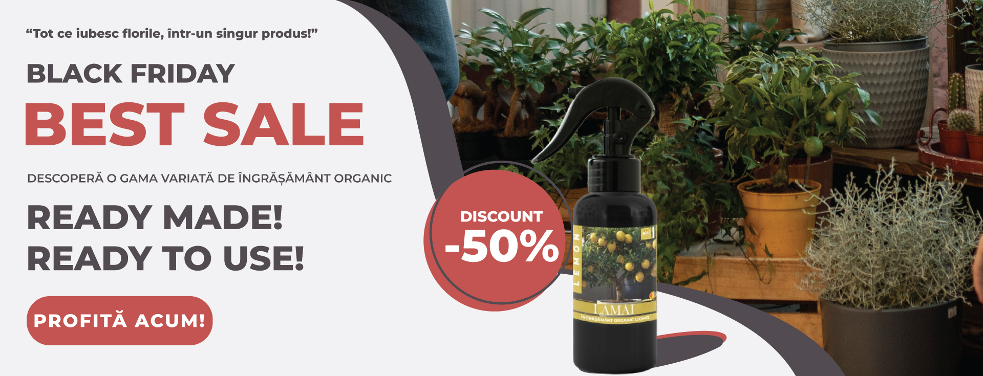 Ingrasamant organic lichid gata de utilizare pentru flori si plante ornamentale