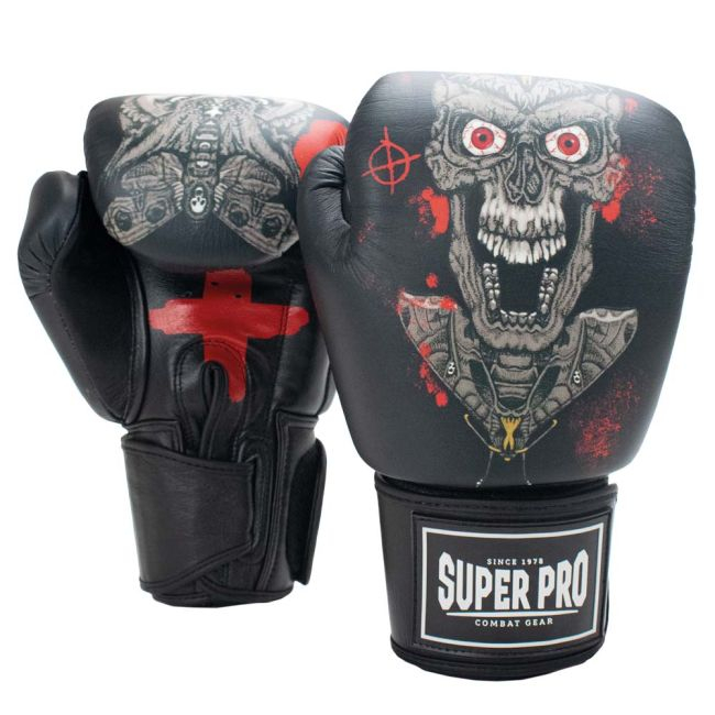 Manusi de Box Super Pro Combat Skull Negru/Gri [1]