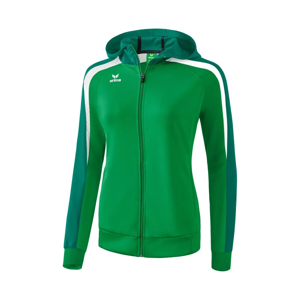 Hanorace - Jachetă de Antrenament ERIMA Liga 2.0 cu Glugă Smarald/Verde/Alb