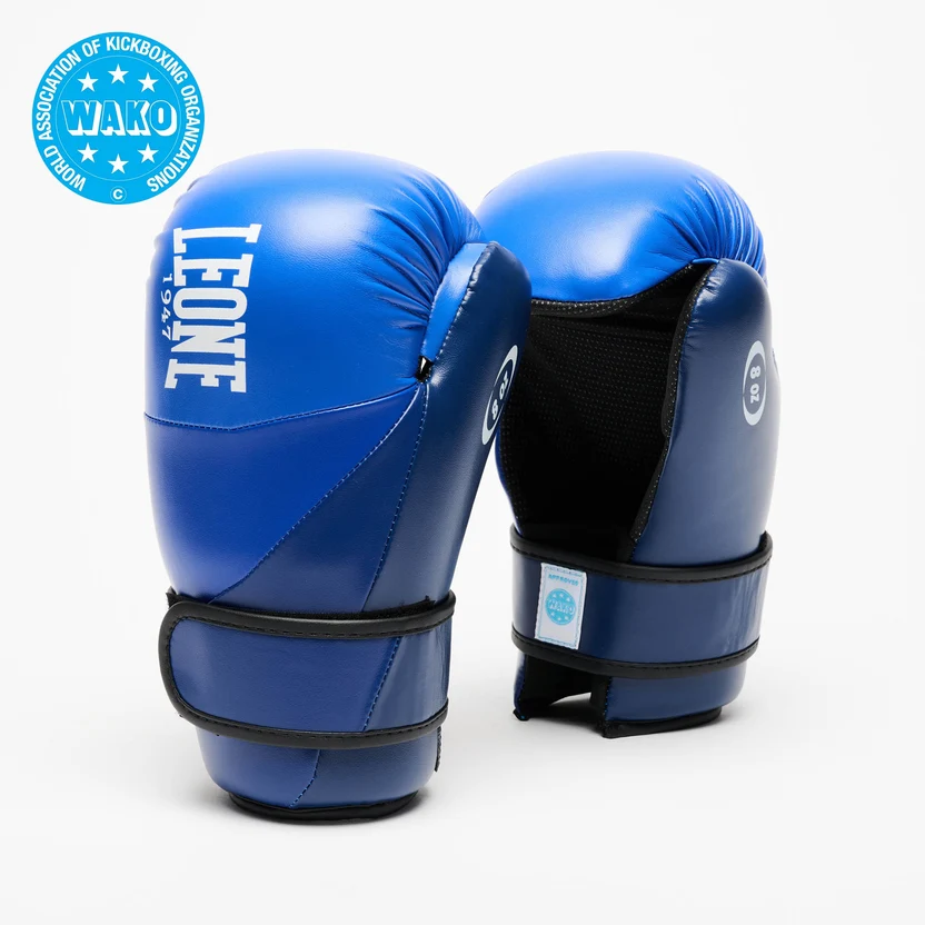 Mănuși de Kickboxing - Manusi Point Fighting Wako LEONE Albastre