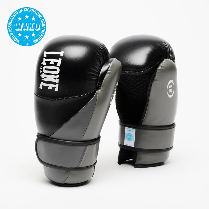 Mănuși de Kickboxing - Manusi Point Fighting Wako LEONE Negre