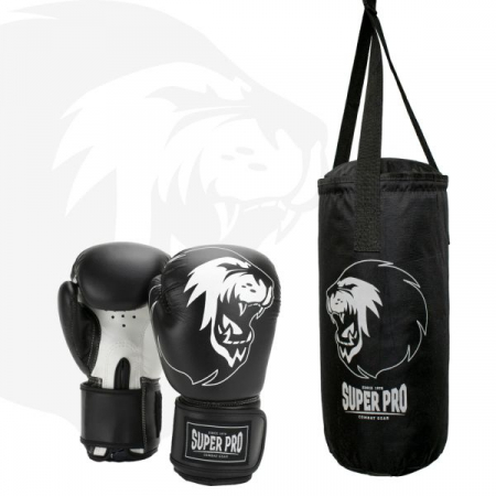 Saci de Box - Set de sac de box Super Pro Combat Gear Junior Negru/Alb