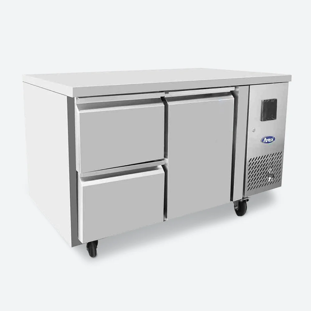 Mese Reci Cu Sertare - Masa Rece  1.4 m - 2 Sertare - 1 Usa Verticala - Inox