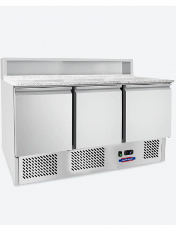 Mese Pizza - Saladeta/Masa Rece Preparare - 3 Usi - 1.4 m - Granit Alb