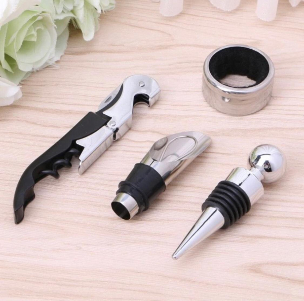 Set 4 buc accesorii pentru deschiderea sticlei de vin din oțel inoxidabil [3]