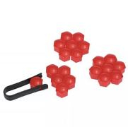 Accesorii Exterior Auto - Set 20 capace prezoane de 17mm plus cheie de scos capacele, rosii