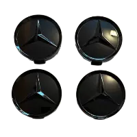 Capace Jante - set 4 Capace jante aliaj Mercedes Benz 75mm negru lucios complet (inel prindere)