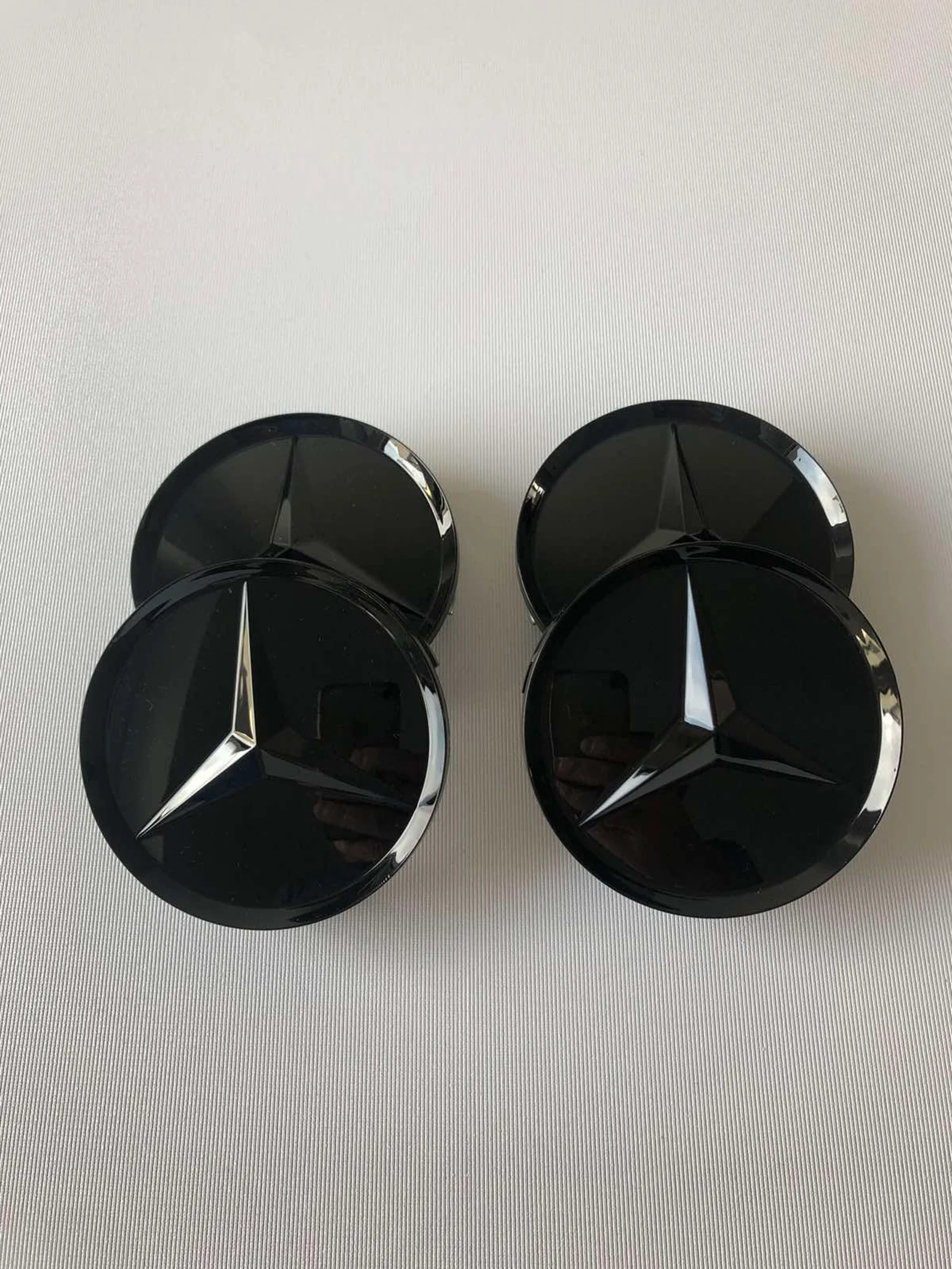 set 4 Capace jante aliaj Mercedes Benz 75mm negru lucios complet (inel prindere) [4]