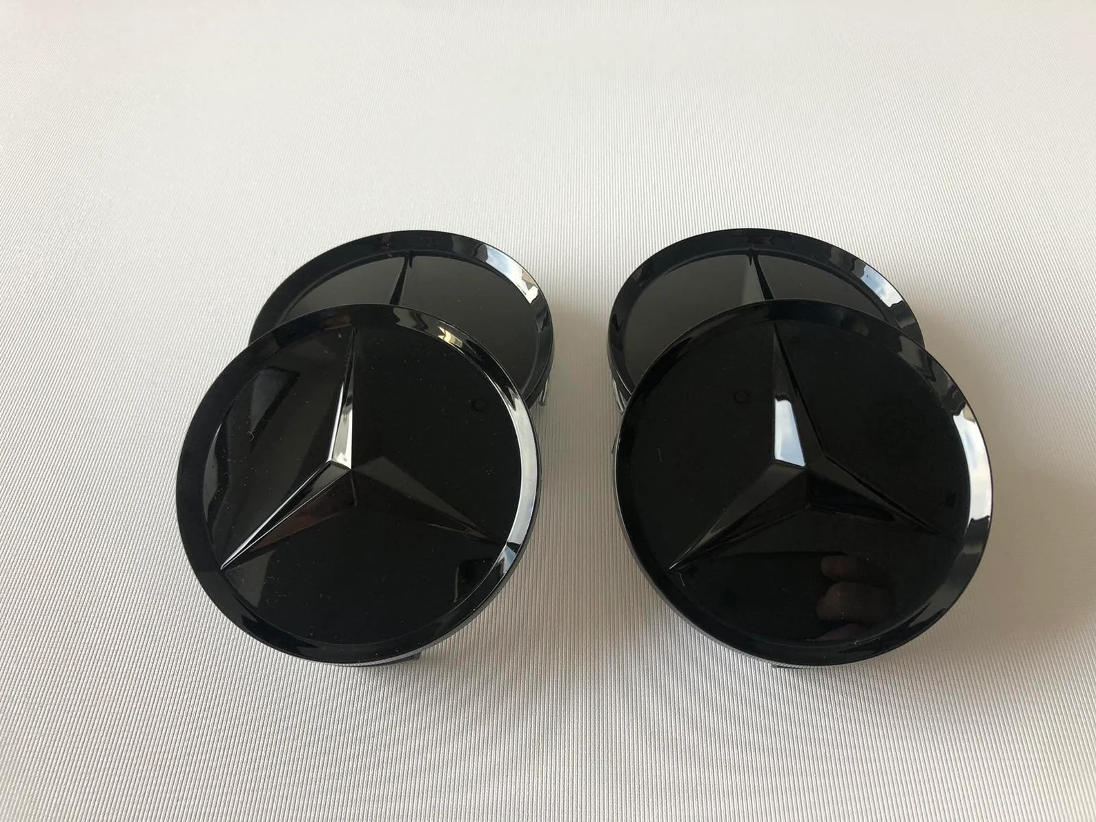 set 4 Capace jante aliaj Mercedes Benz 75mm negru lucios complet (inel prindere) [5]