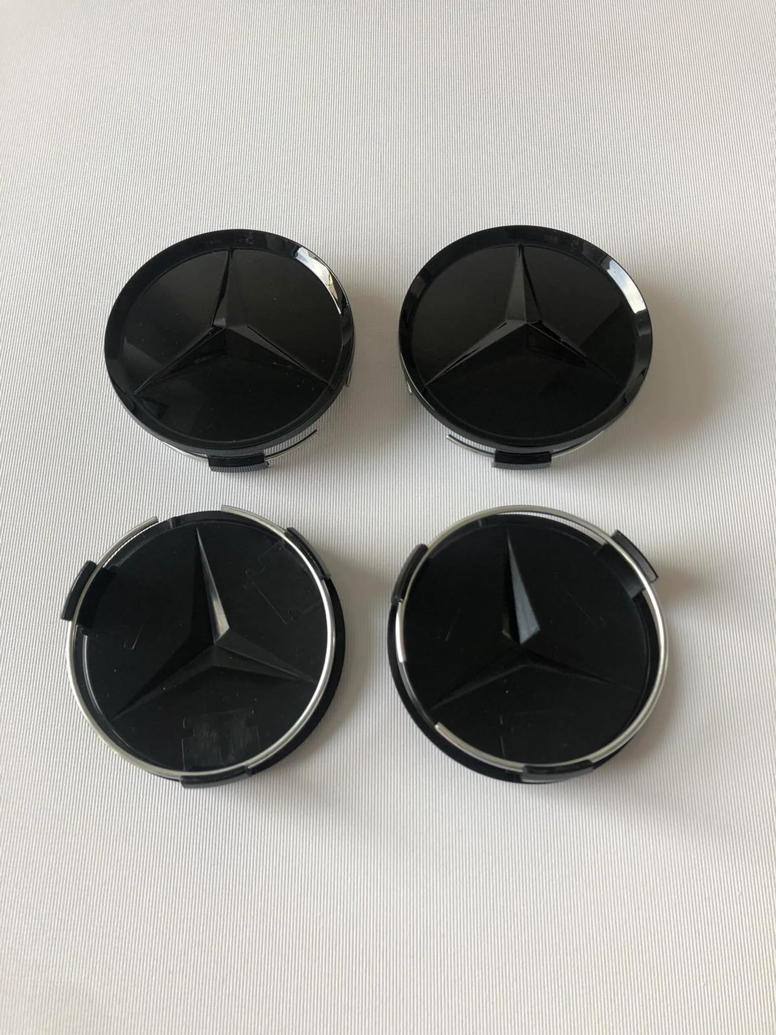 set 4 Capace jante aliaj Mercedes Benz 75mm negru lucios complet (inel prindere) [3]