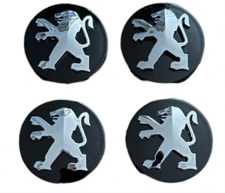 Jante - Set 4 Capace Peugeot 60mm black silver din plastic pentru jante aliaj