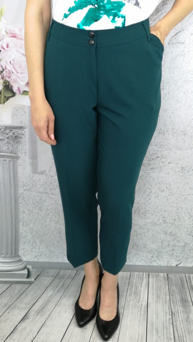 Pantaloni dama din stofa verde cu buzunare - P018 [2]