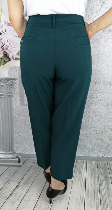Pantaloni dama din stofa verde cu buzunare - P018 [3]
