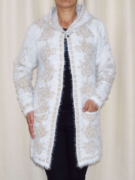 Cardigan dama tricotat cu gluga si buzunare - C013 [2]