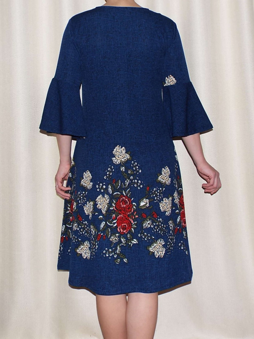 Rochie lejera cu imprimeu floral - Matilda Albastru [2]