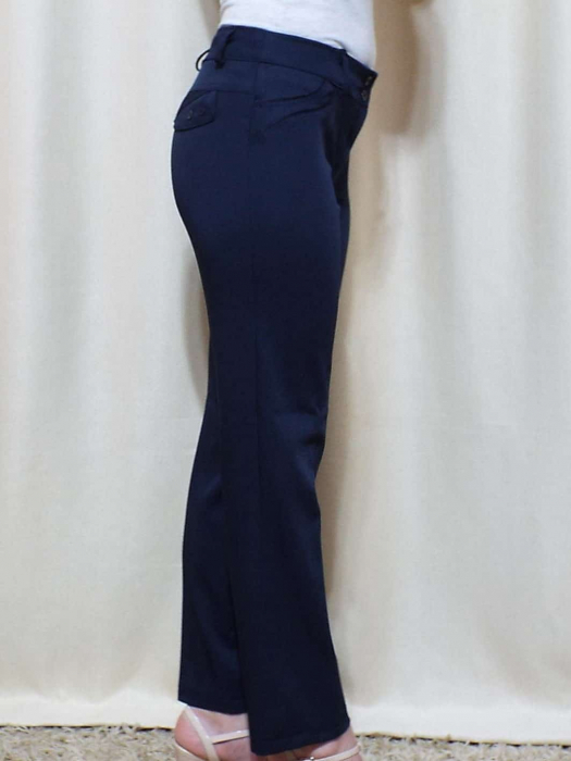 Pantaloni dama eleganti bleumarin din stofa - P013 [4]