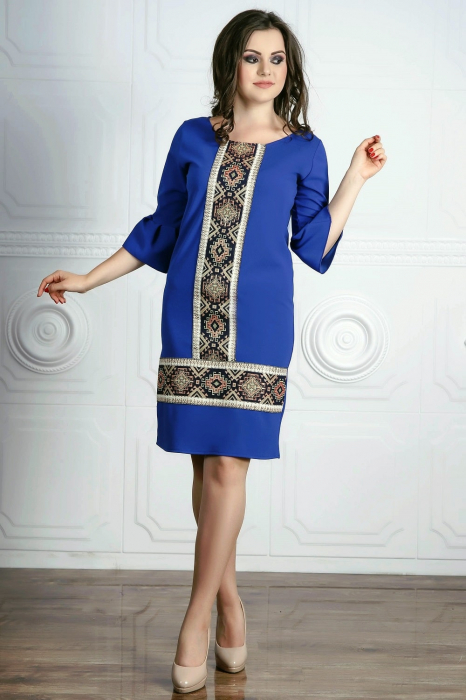 Rochie traditionala albastra cu maneca clopot- Irina Albastru [1]