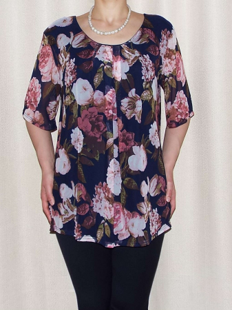 Bluza dama lejera cu imprimeu floral - Victoria Bleumarin [0]
