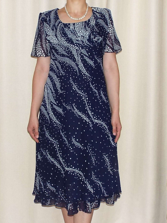 Rochie eleganta din voal bleumarin cu imprimeu  - Alexandra 10 [1]