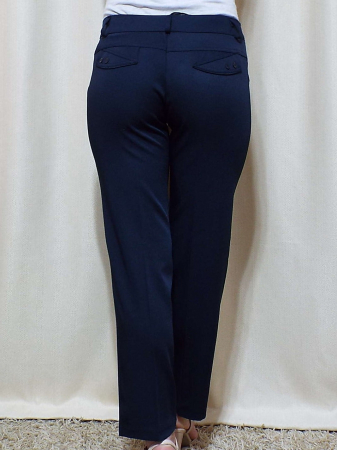 Pantaloni dama eleganti bleumarin din stofa - P013 [4]