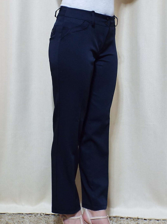Pantaloni dama eleganti bleumarin din stofa - P013 [1]