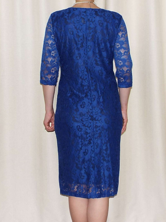 Rochie midi eleganta din dantela cu accesoriu - Marisa Albastru [1]