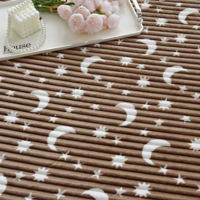 Cearceaf Pat Cocolino 200x230cm + 2 Fete de Perna Model Gofrat cu Stelute - Maro [5]