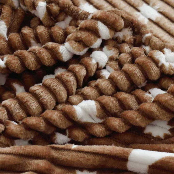 Cearceaf Pat Cocolino 200x230cm + 2 Fete de Perna Model Gofrat cu Stelute - Maro [3]