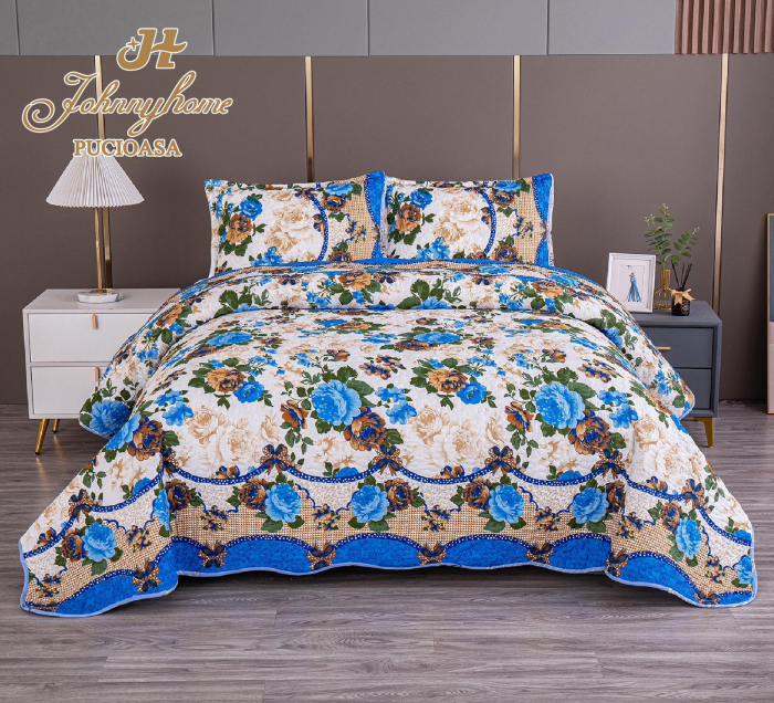 Cuvertura Din Bumbac Matlasat Cu 2 Fete - Baby Blue Royal [2]