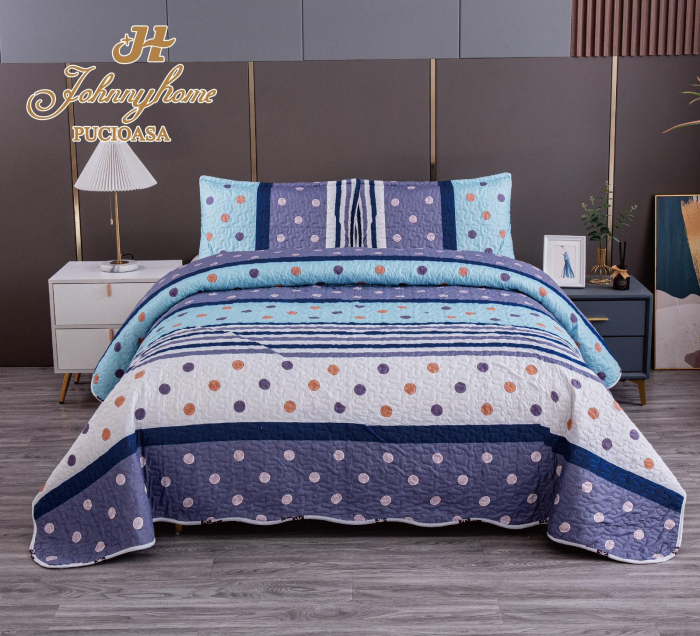 Cuvertura Din Bumbac Matlasat Cu 2 Fete - Bulinute [1]