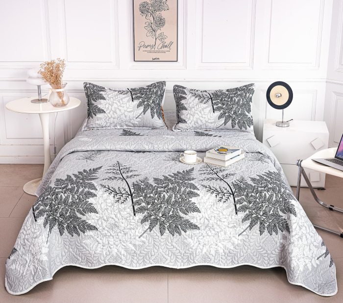 Cuvertura Din Bumbac Matlasat Cu Doua Fete - Frunze Cazatoare [1]