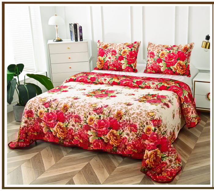 Cuvertura Din Bumbac Matlasat Cu Doua Fete - Red Roses [2]