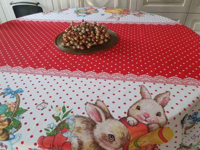 Fata De Masa Imprimeu De Paste 150x150cm - Iepurasi [2]