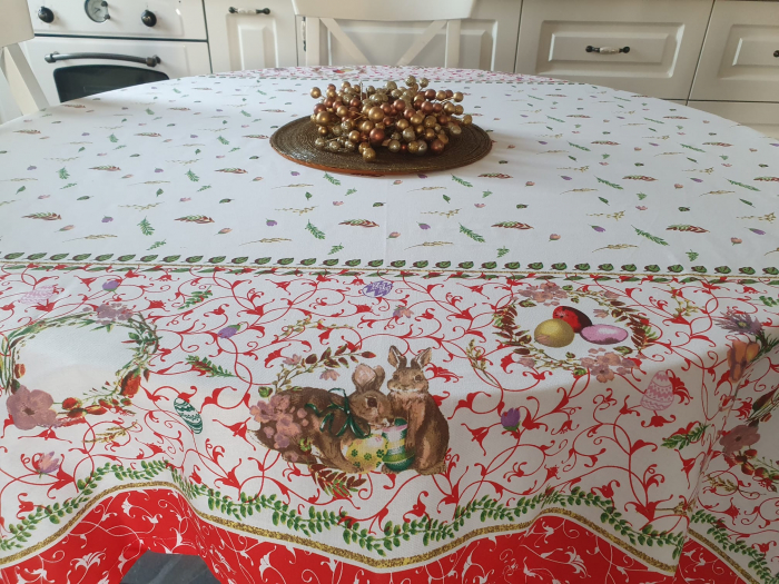 Fata De Masa Imprimeu Pentru Paste 150x220cm - Doi Iepurasi [2]