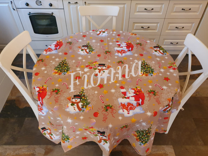 Fata De Masa Pentru Craciun 150x220cm - Bej Cu Mos Craciun [2]