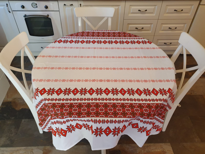 Fata De Masa Traditionala Alb Cu Rosu 150x220cm [2]