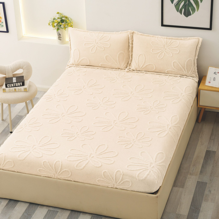 Husa Cocolino Floricele Gofrate 180x200cm - Crem [1]