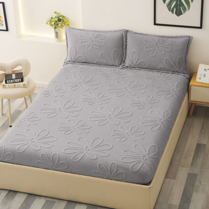 Husa Cocolino Floricele Gofrate 180x200cm - Gri [1]
