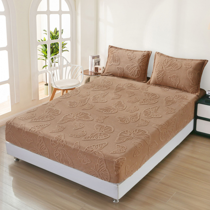 Husa Cocolino Fluturi Gofrati 140x200cm - Bej Cacao Cu Lapte [1]