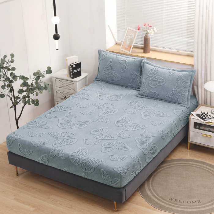 Husa Cocolino Fluturi Gofrati 180x200cm - Gri Albastrui [1]