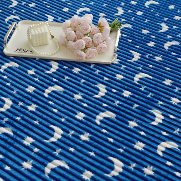 Husa Cocolino 180x200cm cu Elastic si 2 Fete de Perna Model Gofrat Cu Stelute - Albastru Bleumarin [4]