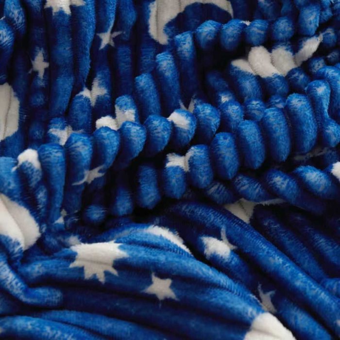 Husa Cocolino 180x200cm cu Elastic si 2 Fete de Perna Model Gofrat Cu Stelute - Albastru Bleumarin [12]