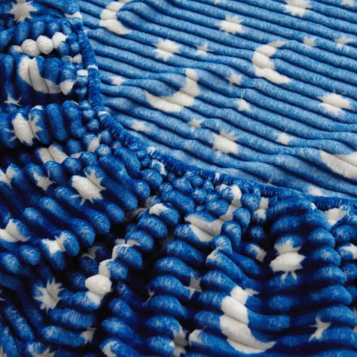 Husa Cocolino 180x200cm cu Elastic si 2 Fete de Perna Model Gofrat Cu Stelute - Albastru Bleumarin [7]