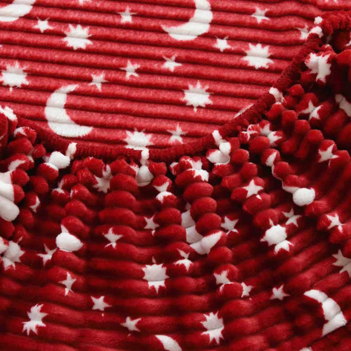 Husa Cocolino 180x200cm cu Elastic si 2 Fete de Perna Model Gofrat Cu Stelute - Rosu Bordo [5]