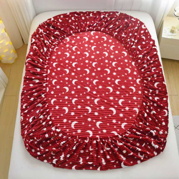 Husa Cocolino 180x200cm cu Elastic si 2 Fete de Perna Model Gofrat Cu Stelute - Rosu Bordo [9]