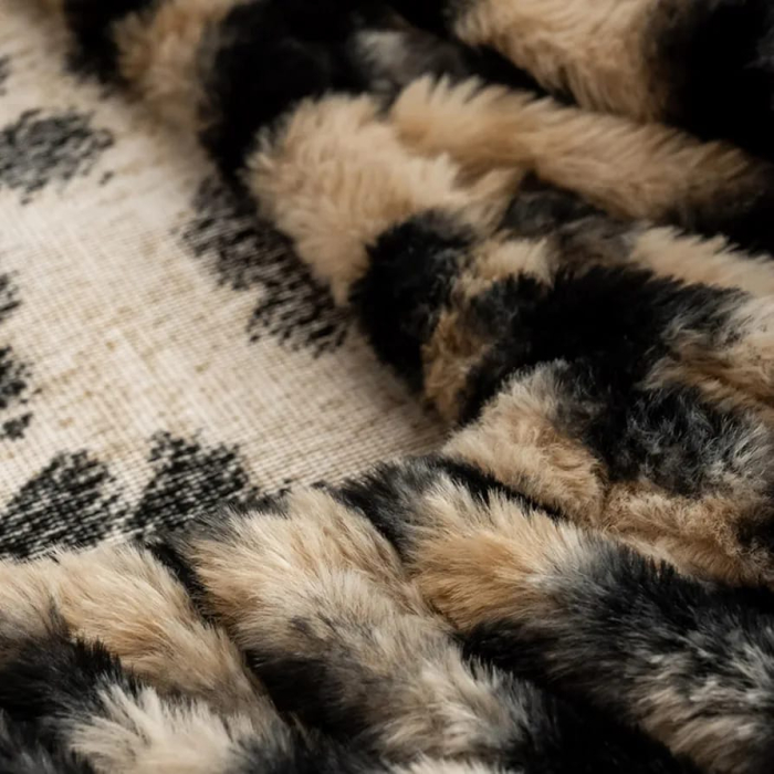 Husa Cocolino Cu Elastic Si 2 Fete Din Blanita Artificiala De Iepure - Rabbit - 180x200x30cm - Animal Print Maro [4]