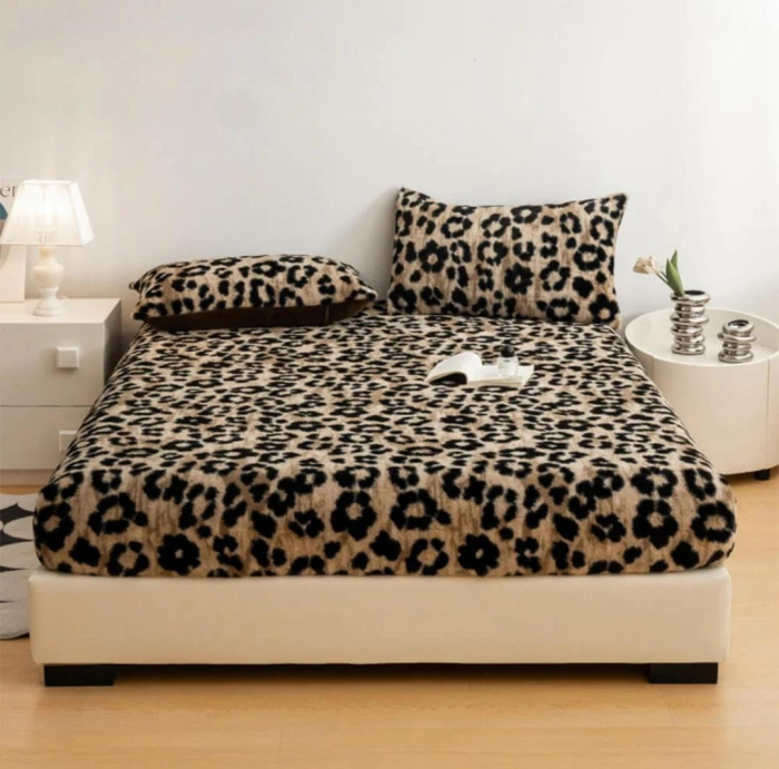 Husa Cocolino Cu Elastic Si 2 Fete Din Blanita Artificiala De Iepure - Rabbit - 180x200x30cm - Animal Print Maro [2]